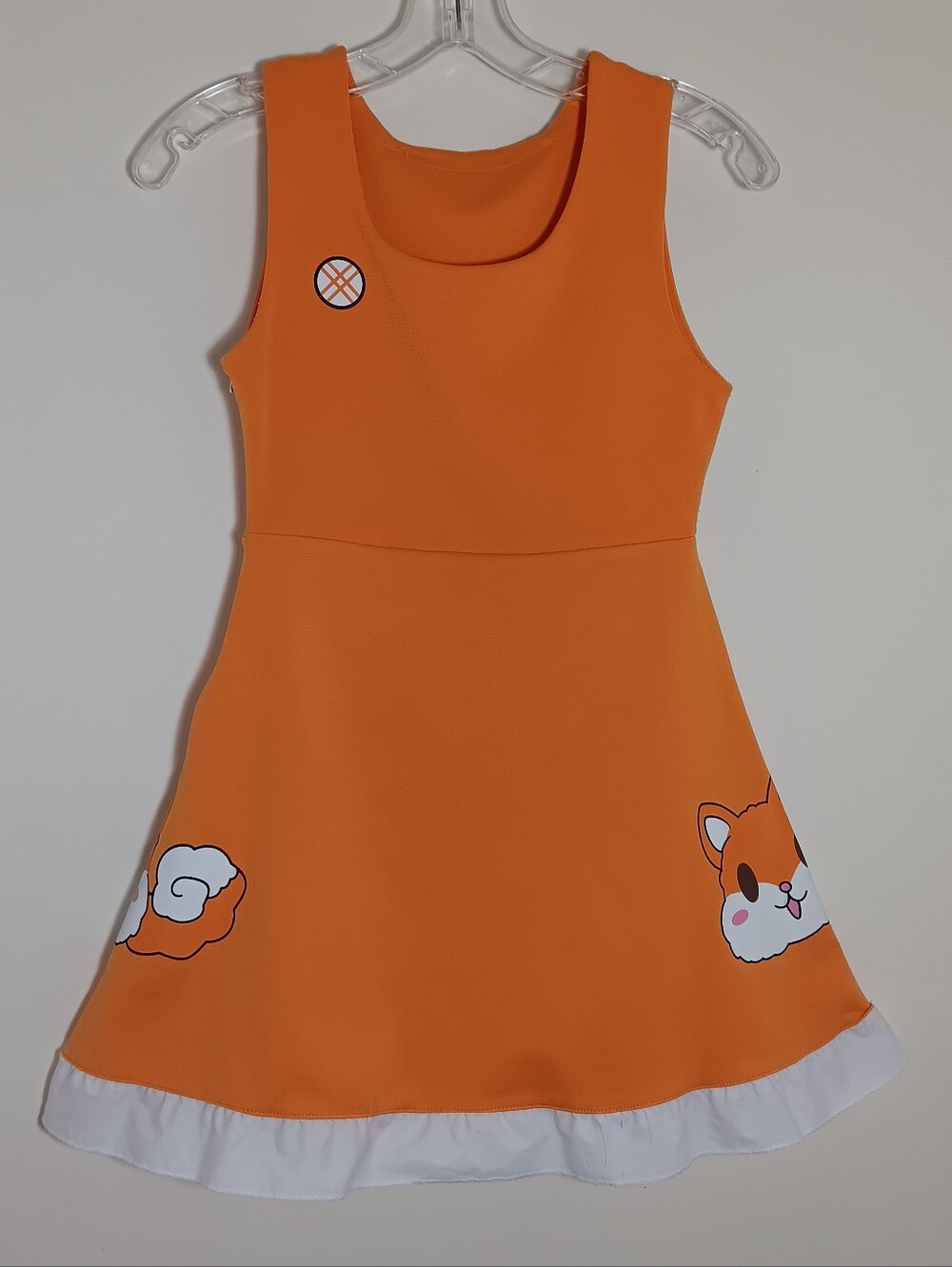 Orange Sleeveless A-Line Dress with Cute Fox Detail
